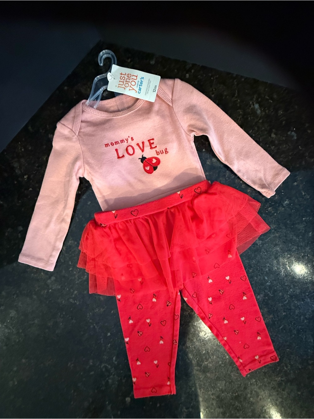 Mommy's Love Bug Pink & Red Tutu Legging Set NWT Carters Baby Girl 12 Mos